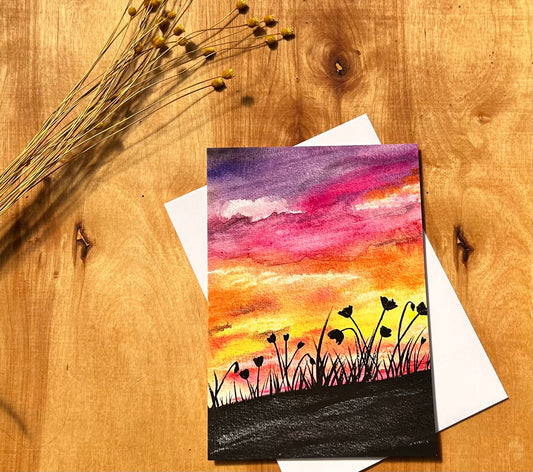 Poppy Sunset Silouette Notecard